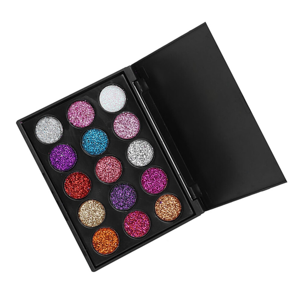 15 Colors Waterproof Glitter Eyeshadow Palette, Long-Lasting, Shiny Makeup