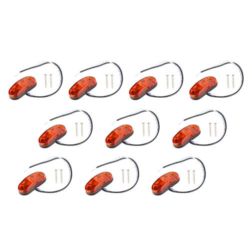 10pcs 2.5in 2LED Oval Side Marker Light 1.2W Amber 1