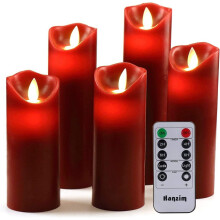 Dekoratívne sviečky s bezpečným dizajnom, napájané batériami, bezplameňové, červené matné plastové puzdro zabraňuje roztaveniu,