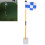 Golf Putting Green Flagpole Set with Blue/White Grid Flag, 82cm 5