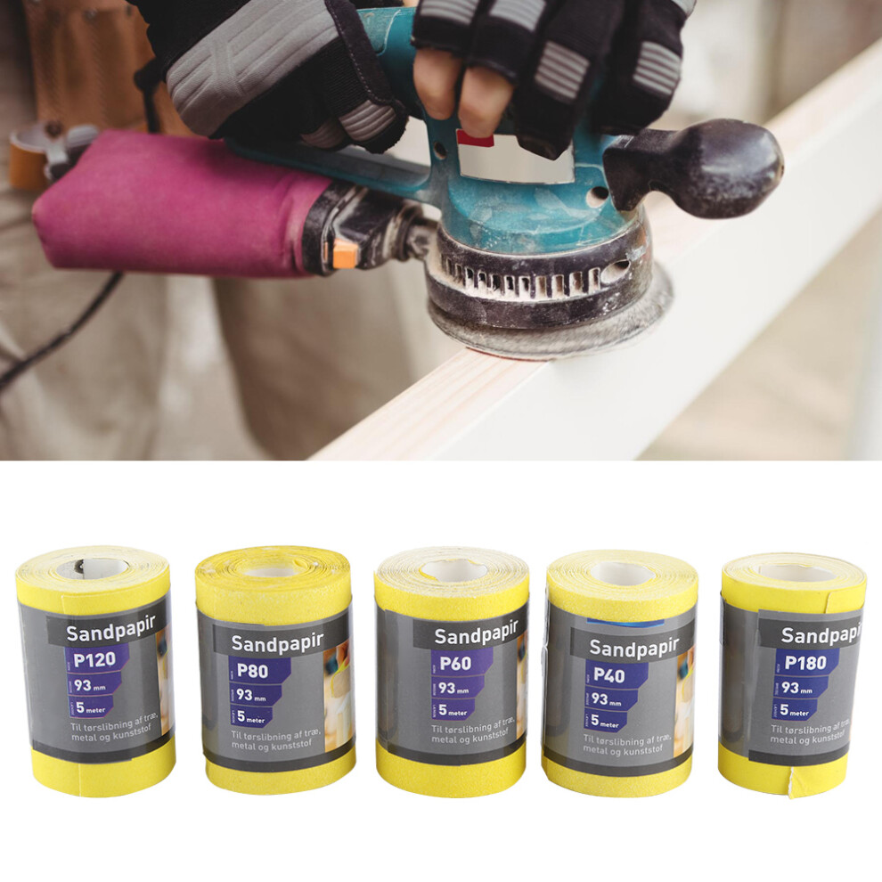 5pk Hand Tear Sandpaper Roll Grits 40-180