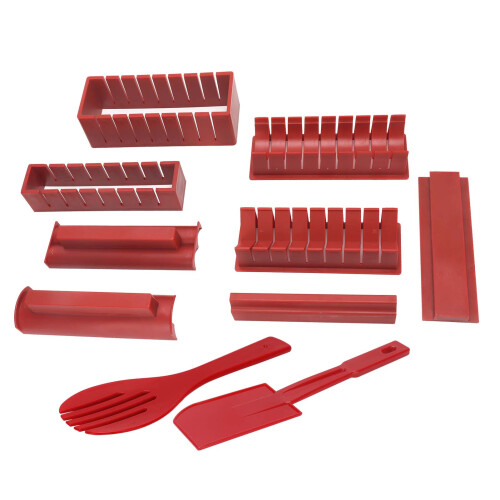 DIY Sushi Making Kit 10Pcs Red Food Grade Plastic Kitchen Accessory 2