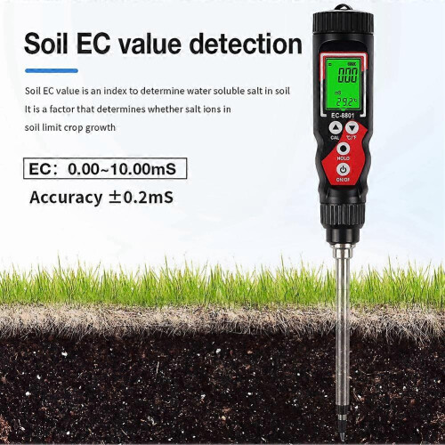 EC Soil Detector Digital EC Temperature Soil Tester Μετρητής εδάφους ηλεκτρικής αγωγιμότητας για φυτ 2