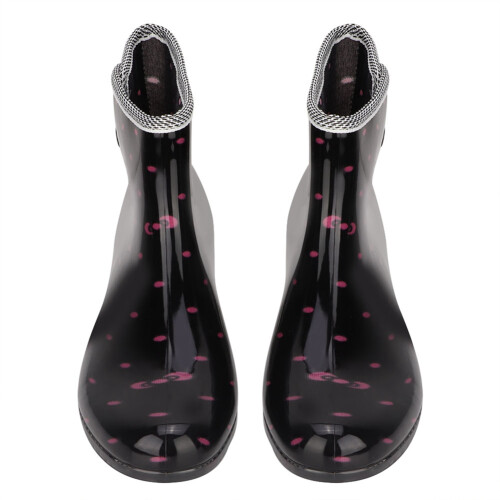 1 Pair PVC Rain Boots 39/40 Black Pink Spots 1