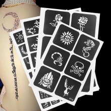 Semi Permanent Small Tattoo Stencil Airbrush Templates – 4 Sheets, Vinyl Resin