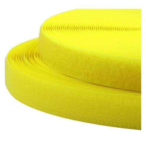 20mm x 25m Yellow Nylon Hook & Loop Tape, Double-Sided for DIY Sewing