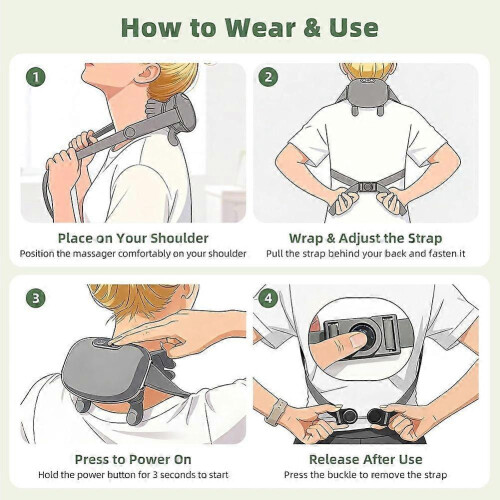 Portable 4D Shiatsu Neck & Back Massager, 3-Level Deep Tissue Kneading 1