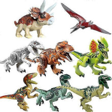8-teiliges Jurassic World Dinosaurier T-Rex Baustein-Set – Das perfekte Geschenk für Kinder, mehrfarbig