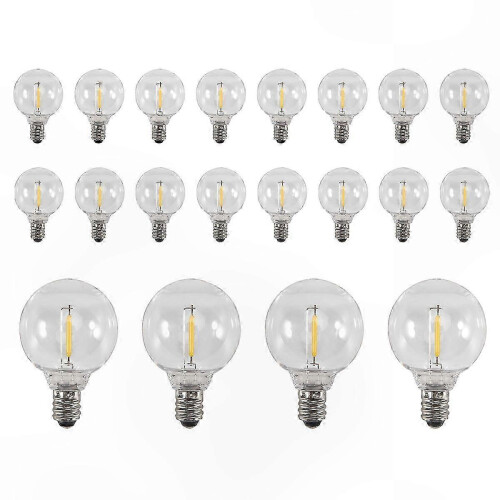 20-Pack Shatterproof E12 G40 LED Bulbs for Solar String Lights 1