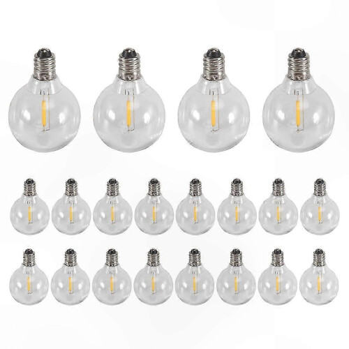 20-Pack Shatterproof E12 G40 LED Bulbs for Solar String Lights 2