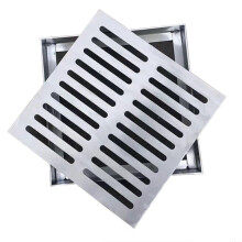 Grille d'évacuation carrée robuste en acier inoxydable 250 x 250 mm pour jardin et terrasse