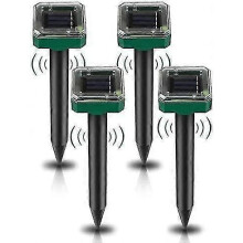 Paquete de 4 repelentes solares para topos: control ultrasónico de plagas para jardines, roedores y serpientes.