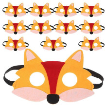 12 máscaras de fieltro de zorro para adultos y niños, máscaras de animales de media cara para fiestas de Halloween y cosplay.