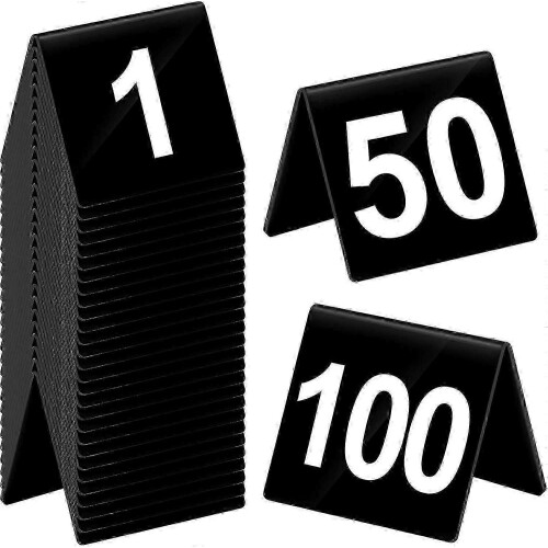 2025 New 100 Pcs Acrylic Table Numbers 1-100, Double-Sided Event Decor