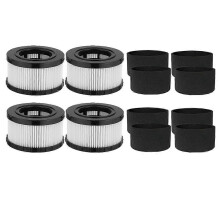 4 filtros HEPA DC5151H y 8 fundas de espuma para aspiradora en seco y húmedo DEWALT.