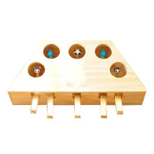 Wooden Cat Whack-a-Mole Toy, Funny Hamster Game for Cats
