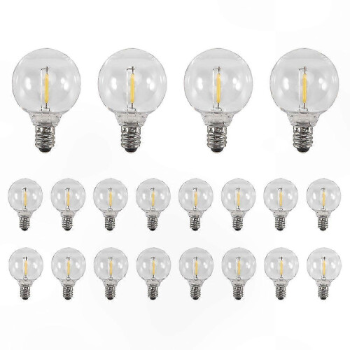 20-Pack Shatterproof E12 G40 LED Bulbs for Solar String Lights