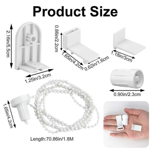 No-Drill 17mm Roller Blind Holder, Double Clamp & Chain Hoist 1