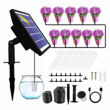 Kit de riego solar por goteo IP67 resistente al agua con sistema antisifón.