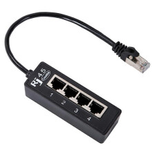 4-in-1 RJ45 Ethernet Splitter Cable, 1 Male to 4 LAN Port Network Extension