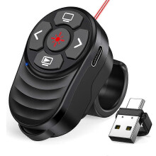 Rechargeable USB-C Wireless Presentation Clicker Ring, PowerPoint Remote