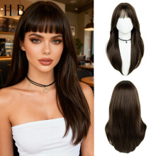 Air Bangs Wig for Women, Full Long Hair Wig, All-Season Versatile Style