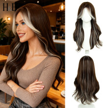 Eight-Character Bangs Dyed High-Temp Fiber Big Wave Women's Full Wig Long Curly
