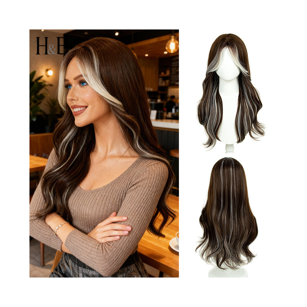 Unisex Eight-Character Bangs Dyed High-Temp Fiber Big Wave Women's Full Wig Long Curly
