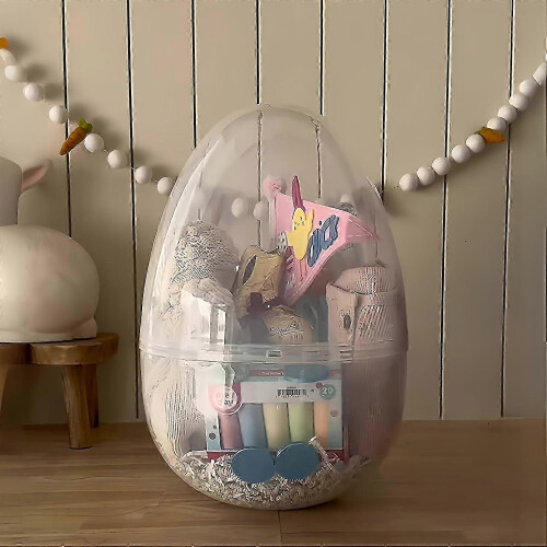 12" Jumbo Clear Plastic Easter Egg, Large Fillable Durable Holiday Decor 2
