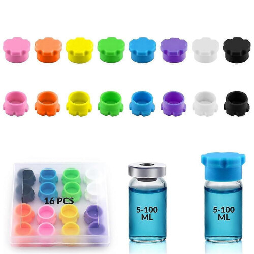 16-Pack 8-Color Leak-Proof Caps for 5-100ml Glass Vials 2