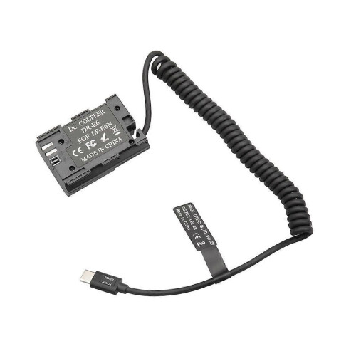 LP-E6 Dummy Battery Type-C Cable for Canon 5D/6D/7D/60D/70D/80D/90D/5DSR 2