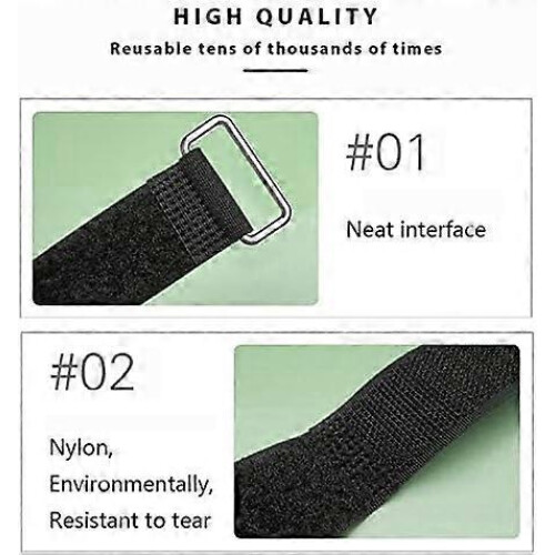 Velcro Cable Ties 50cm, 10-Pack Reusable Self-Grip Straps, Adjustable Nylon Black 1