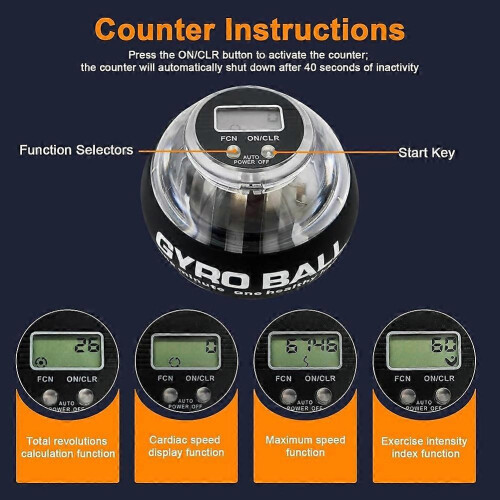 Auto-Start LED-Gyroball – Selbststartender Trainer für Handgelenks- und Griffkraft 2