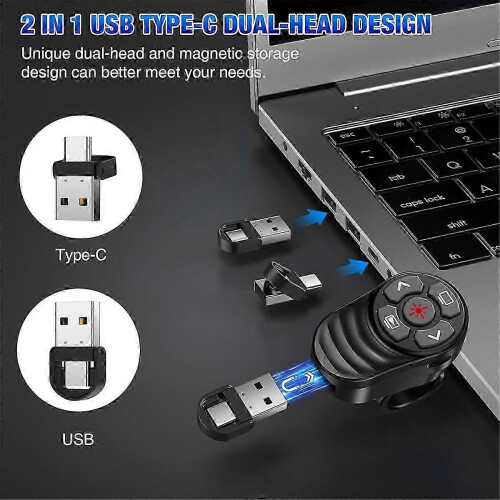 Rechargeable USB-C Wireless Presentation Clicker Ring, PowerPoint Remote 2