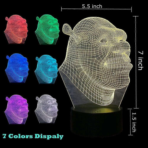 SCSYV 3D Shrek LED Night Light with Remote, Touch Sensor, Bedside Lamp for Kids 2