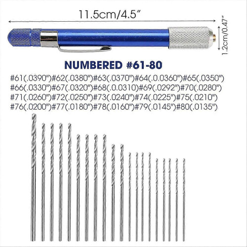 21PCS Carburetor Jet Drill Bits Pin Vise Set for Jewelry Bead Making 2