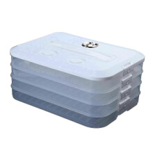 (4, white) Multi Layer Cookie Carrier with Lid and Handle Time Recoder Dumpling Storage Box Food Dessert Transport Container 25-26