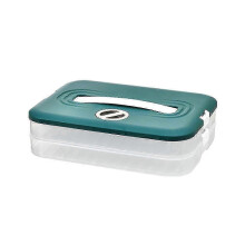 (2, blue) Multi Layer Cookie Carrier with Lid and Handle Time Recoder Dumpling Storage Box Food Dessert Transport Container 25-26