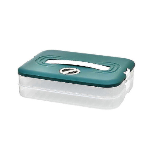 (2, blue) Multi Layer Cookie Carrier with Lid and Handle Time Recoder Dumpling Storage Box Food Dessert Transport Container 25-26