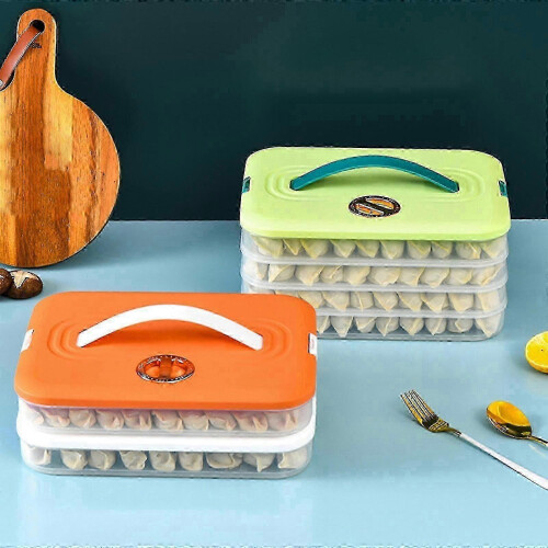 (2, white) Multi Layer Cookie Carrier with Lid and Handle Time Recoder Dumpling Storage Box Food Dessert Transport Container 25-26 2