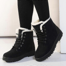 (41, black) Winter Boots Ankle Botas Mujer Warm Plush Insole Shoes Woman