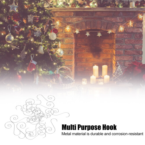 60pcs Silver Mini Multi Purpose Metal S Hooks for Christmas Tree Holder
