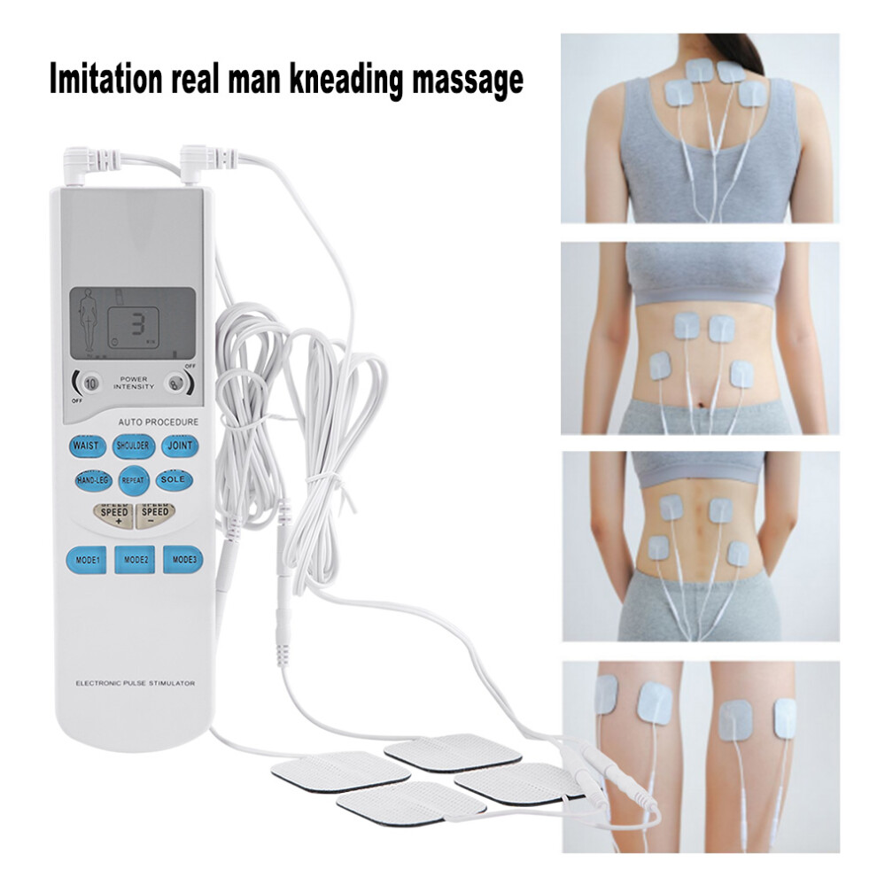 Portable Handheld Pulse Massager with LCD, Remote, 4 Electrode Pads