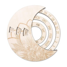 (Wood Color) Wall Calendar Ornament Wooden Wall Calendar Round Study Calendar Craft Decoration Gift