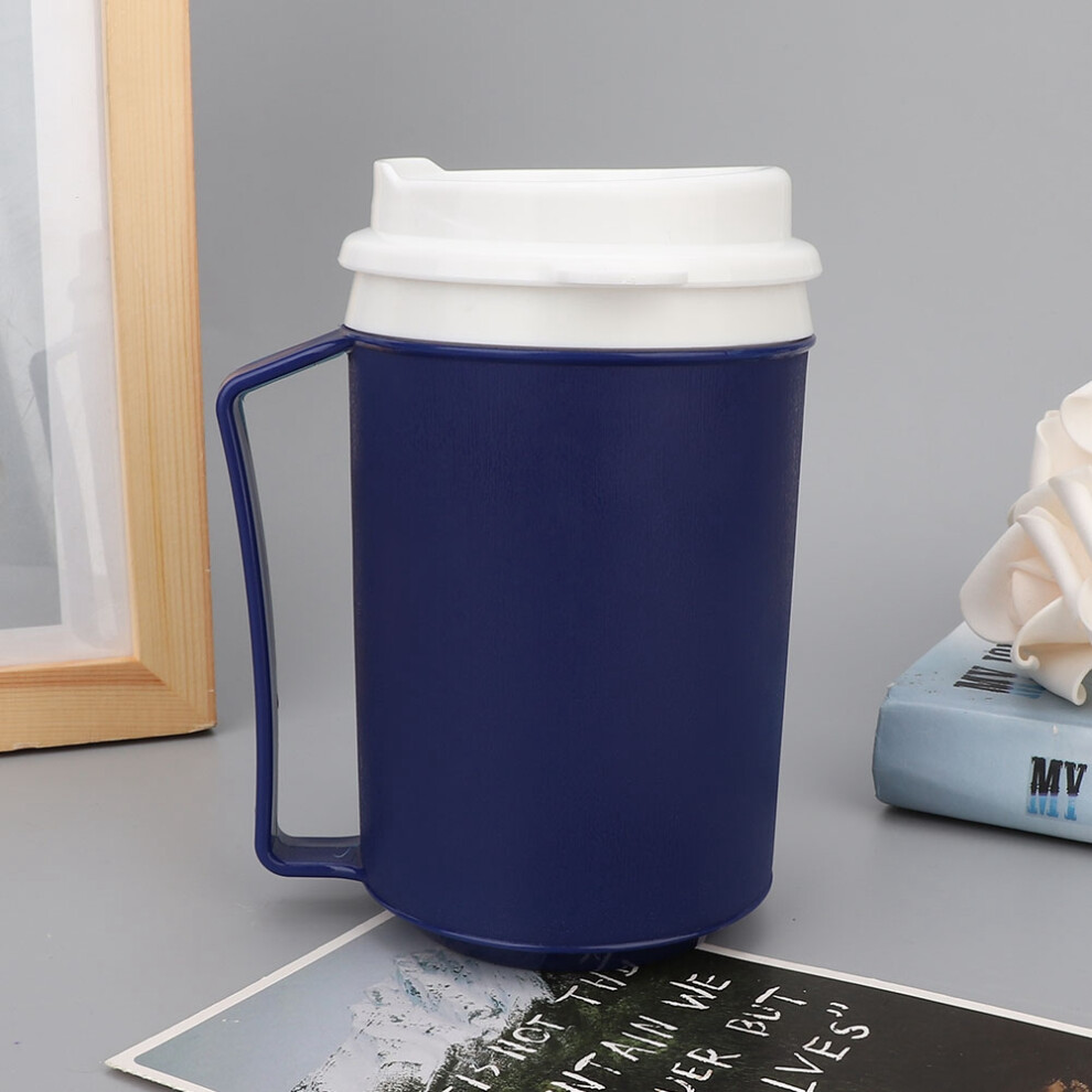 Blue Insulated Thermal Mug For Elderly Hot Cold Drinks With Snorkel Lid 350Ml