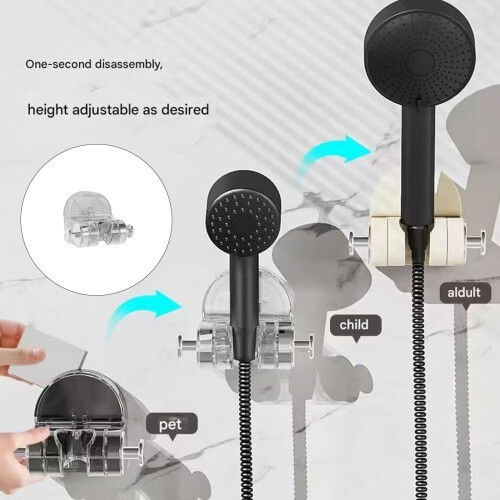Wall Mounted Shower Holder No Tool Required Strong-Black 2
