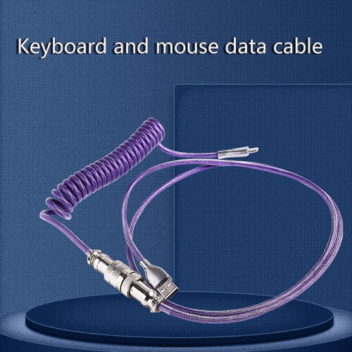 (Black) 1.5m Coiled Type C Cable For Mechanical Keyboard Aviator Connector Personalized 2