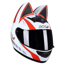 (S,F1)Motorcycle Helmet Full Face Cat Ear Detachable DOT Certification Safety Moto Helmet For Women Men Breathable Gift For Girlfriend