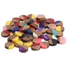 50Pcs Round Wood Patch Resin Cutout Circles Flat Chips Jewelry DIY Decoration Accessories