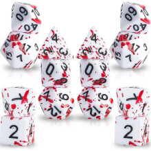 RPG DND Role Playing Games: Blood Splatter Polyhedral 7-Die Set - 14 Pieces